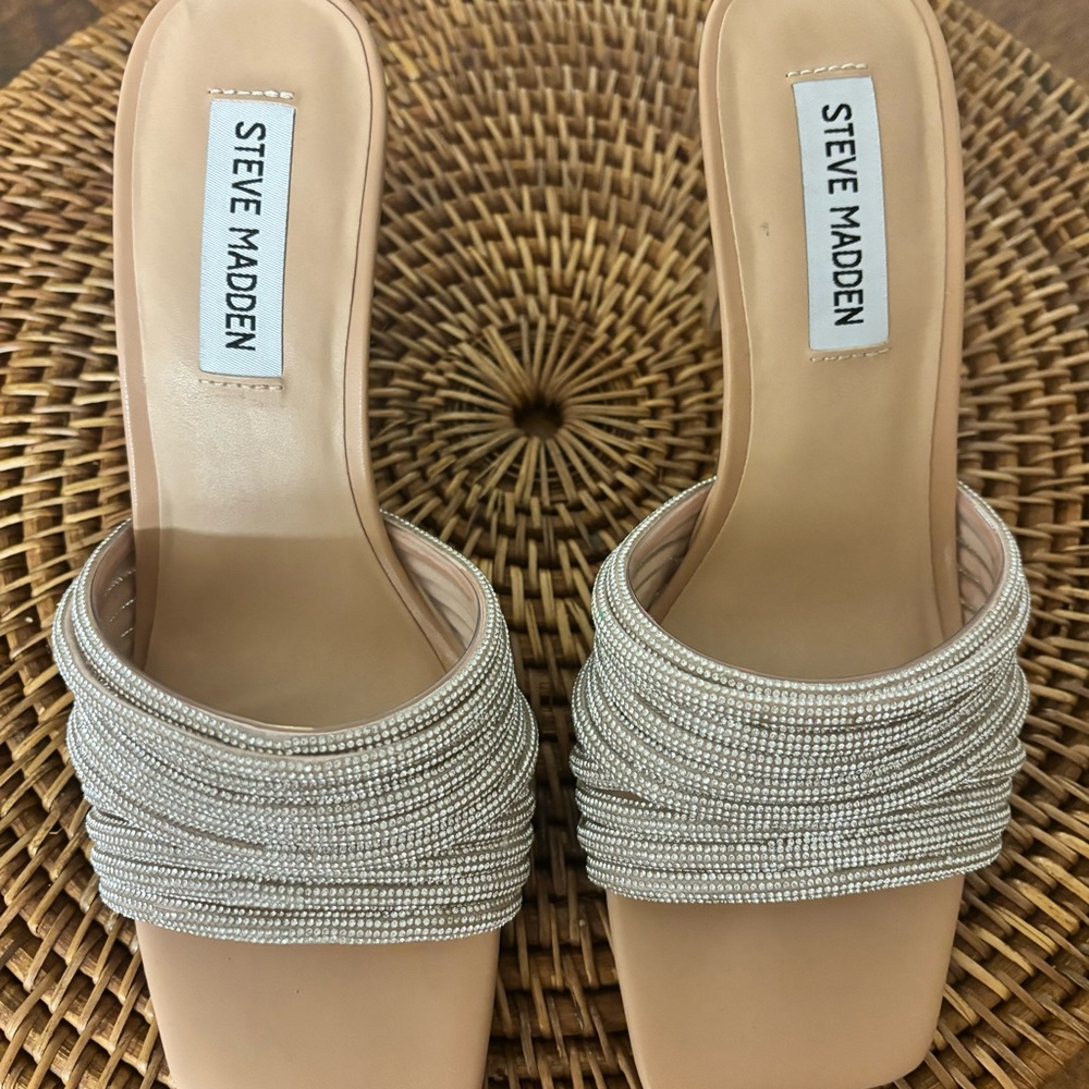 Steve Madden embellished square toe stiletto sandal.
Never worn.